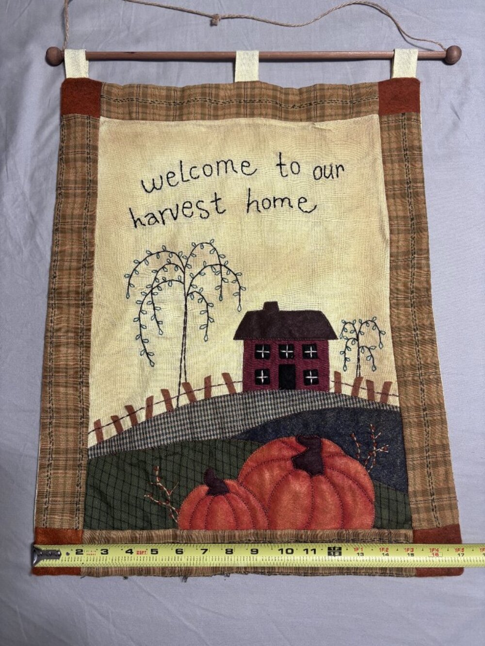 Rustic Harvest Home Fall Wall Hanging Tapestry Pumpkin Farmhouse Cottagecore